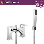 Chrome Bath Shower Mixer Tap Dual Lever Bathtub Filler With Handset & Hose