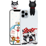 ZhuoFan Case for Apple iPhone 11 Pro Max - Cute 3D Funny Cartoon Character Soft TPU Silicone iPhone 11Pro Max Cover Phone Case for Kids Girls, Shockproof Slim Candy Colour White Dog Skin Shell