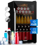 Fridge Refrigerator Wine Cooler Mini Fridge Drinks Cooler 80 L Glass Door Black