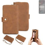 2in1 protection case for Xiaomi POCO X5 5G wallet brown cover pouch