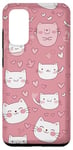Coque pour Galaxy S20 Cute cats Pink Hearts Love Cat Pattern Phone Cover