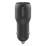 2 Ports USB 24W Car Charger with LED Indicator Compact Format Belkin Black