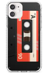 Retro Cassette Tape - Red Impact Phone Case for Iphone 11 TPU Protective Light Strong Cover with Mixtape Vintage Vintage Music Old School