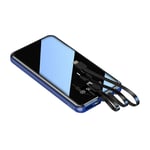 10000Mah Power Bank for Mobile Phone Power Bank Full Mirror Screen Portable Fast Charger External Battery Pack Power Bank,Blue