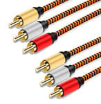 Audio Video RCA Cable 3M,Youii 3RCA to 3RCA Composite AV Cable Compatible with Set-Top Box,Speaker,Amplifier,DVD Player,24K Gold Plated.