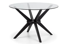 Julian Bowen Hayden Round 120Cm Table, Black & Glass, One Size