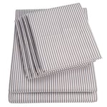 Twin Size Bed Sheets - 4 Piece 1500 Supreme Collection Fine Brushed Microfiber Deep Pocket Twin Sheet Set Bedding - 1 EXTRA PILLOW CASES, GREAT VALUE, Twin, Classic Stripe Gray