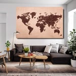 1 Pieces Coffee Bean World Map Hd Wall art Posters for Living Room Modern Home Decor Pictures Hd Print Canvas Paintings 50x70CM (Frameless)