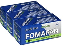 Pack de 3 Films Photo Foma Fomapan Action 400 ISO Noir - Blanc Film négatif en Rouleau/Moyen Format/Format 120