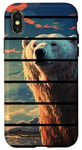 Coque pour iPhone X/XS Rétro coucher de soleil blanc ours polaire lac artique réaliste anime art