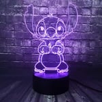 giyiohok Lilo and Stitch Teddy lamp 3D Optics Safe for Babies Smart Sensor Touch Change Cartoon 7 Colors LED Bedside Mood Light Holiday Party Cosplay Birthday