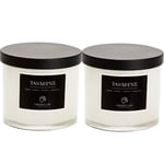 Chloefu LAN Scented Candles Premium Jasmine Candle Sets, Highly Scented, 200g|45 Hour Long Lasting, All Natural Soy Candle, Home Decor, White Glass Jar Candle Best Gifts for Men & Women 2 Pack