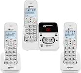 Geemarc Amplidect 295-3 Amplified (30dB) Cordless Telephones Triple-Pack - Answering Machine & Caller ID - Phone for the Hard of Hearing with Indicator & Locator - Hearing Aid Compatible T-Coil