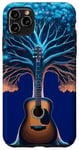 Coque pour iPhone 11 Pro Max Guitare Lac Réflexion Arbre Mélomane Guitariste