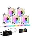 DUTZO RGB Kit 5 - 5x RGB blæsere hvid + 1x LED strip + fjernbetjening & controller - 120mm - Hvid med RGB - 24 dBA