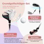 4-delat barngolfklubbset med golfbag och regnskydd för barn 8-10 år, rosa