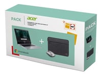 Pack Chromebook Acer CB314-2HT Ecran tactile 14" Mediatek 8 Go RAM 64 Go eMMC Gris argent + Souris sans fil + Housse