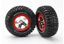 Traxxas Tires And Wheels, Assembled, Glued (SCT Chrome, Red Beadlock Style BFGoodrich(tm) MudTerrain T/A(tm) KM2 Tires, Foam Inserts) (2)(4WD TRX5867
