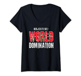 Womens WORLD DOMINATION Tshirt OBJECTIVE V-Neck T-Shirt