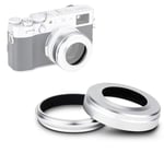 JJC X100V Lens Hood and Filter Adapter Ring Kit | 2020 New Version for Fujifilm Fuji X100V, X100, X100S, X100T, X100F | Compatible with Original Fujifilm Lens Cap and 49mm Filter - Silver