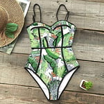 TAYIBO Womens Summer Beach Strapless Bandage Swimsuit,Sexy One-Piece Swimsuit, Ladies Printed Swimsuit, Beach Wear-CU19327W4_S
