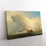 Big Box Art Rotterdam Ferry-Boat by Joseph Mallord William Turner Canvas Wall Art Print Ready to Hang Picture, 76 x 50 cm (30 x 20 Inch), Gold, Grey, Green