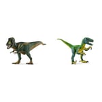 SCHLEICH 14587 Tyrannosaurus Rex Dinosaurs Toy Figurine for children aged 4-12 Years & 14585 Velociraptor, Multicolor, 18 x 6.3 x 10.3 cm