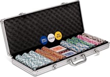 Poker Night Pro 500 Piece Texas Hold Em Poker Sets Aluminium Case and Gift Box.