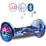 QINGMM Hoverboard,10" Two-Wheel Self Balancing Car with LED Light Flash And Bluetooth Speaker,Smart Electric Scooters for Kids Adult,starry sky