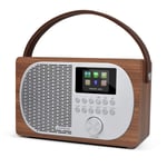 LEMEGA M2+ WIFI Internet Radio,Portable DAB/DAB+ and FM Digital Radio,Bluetooth Speaker,Headphone-Out,Alarms Clock,Rechargeable Battery or Mains Powered,Colour Display,App Control - Walnut Finish