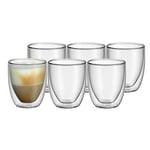 WMF Kult Lot de 6 verres à cappuccino à double paroi - 250 ml - Effet flottant - Verres thermiques résistants à la chaleur - Verre à café