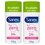 SANEX - Solid Zero Deodorant Stick - Deodorant Unisex 9663 - Pack of 2 x 56g