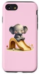 iPhone SE (2020) / 7 / 8 Pink Adorable Elephant on Slide Cute Animal Theme Case