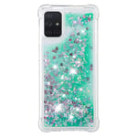 Samsung A71 Phone Case Glitter Shockproof Clear Silicone Cover Soft TPU Gel Shiny Quicksand Bling Sparkle Floating Liquid Ultra Slim Rubber Bumper Protective Case for Samsung Galaxy A71 - Green
