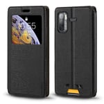Cubot Kingkong 5 Pro Case, Wood Grain Leather Case with Card Holder and Window, Magnetic Flip Cover for Cubot Kingkong 5