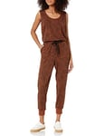 Amazon Essentials Women's Studio Terry Fleece Jumpsuit (Available in Plus Size), Black Brown Animal Print, 6XL Plus