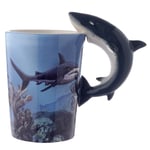 "Puckator Lisa Parker Shark Ceramic Shaped Handle Mug, Tea Coffee Hot Drinks, Decorative Gift Box, Home Kitchen Office Height 12.5cm Width 12.5cm Depth 8.5cm"