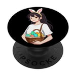 Kawaii Easter Bunny in Manga Style for Otaku PopSockets Swappable PopGrip