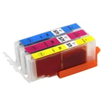 3 C/M/Y Ink Cartridges to replace Canon CLI-571C, CLI-571M, CLI-571Y Compatible