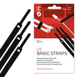 LABEL THE CABLE Hook and Loop Cable Ties for Cable Management - Bundle Your Cables with Reusable Cable Tidy Straps - 17 cm - LTC Basic Straps - Pack of 10 - Black - LTC 1110