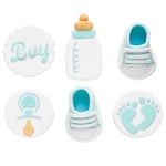 Sockerdekorationer Baby Shower Blå/Vit 6-pack