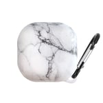 Newseego Compatible with Samsung Galaxy Buds Live Case, Marble Protective PC Hard Case Cover with Keychain Accessories Smooth Skin Shockproof Cute Case for Galaxy Buds Live (White Marble)