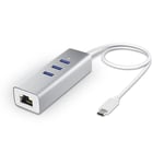 APM Hub USB C, 4 en 1, vers Ethernet RJ45 et 3 Ports USB 3.0, Adaptateur USB Type-C 5Gbps, Réseau Gigabit, Compatible avec Windows MacOS Linux ChromeOS PC XPS Surface MacBook, 570317