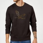Harry Potter Hedwig Broom Gold Sweatshirt - Black - XL - Black