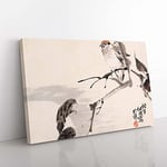 Big Box Art Birds by Ren Yi Painting Canvas Wall Art Print Ready to Hang Picture, 76 x 50 cm (30 x 20 Inch), Beige, Grey, Brown