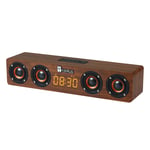 Funplus Wireless Bluetooth Speaker - Alarm Clock LED Time Display - Wooden Super Bass Stereo Sound System - 5.0 Wireless Four Loudspeakers 3000mah Long Battery Life - Portable Large Bookshelf Speakers