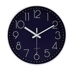 jomparis Moderne Horloge Murale silencieuse et sans tic-tac,Horloge Murale Mute Silencieuse Pendule Murale pour La Chambre Cuisine Salon - Bleu Marine -30 CM
