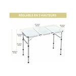Table de Camping Pliante, Pique-Nique Table Pliante avec Rangement Net Table Portable 3 Hauteur en Aluminium+MDF pour Extérieur/Intérieur Plage