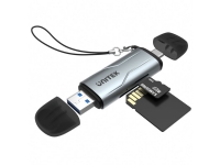 UNITEK R1010A, MicroSD (TransFlash), MicroSDHC, MicroSDXC, SD, SDHC, Grå, 5000 Mbit/s, Gjuten aluminium, USB 3.2 Gen 1 (3.1 Gen 1) Type-A/Type-C, 29 mm