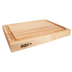 Boos Block BBQ Chopping Board - Stainless Steel Side Grips - Juice Groove - Butchers Block Chopping Board - North American Hard Maple - Meat Carving Board - 20 x 15 x 2,25 Inches